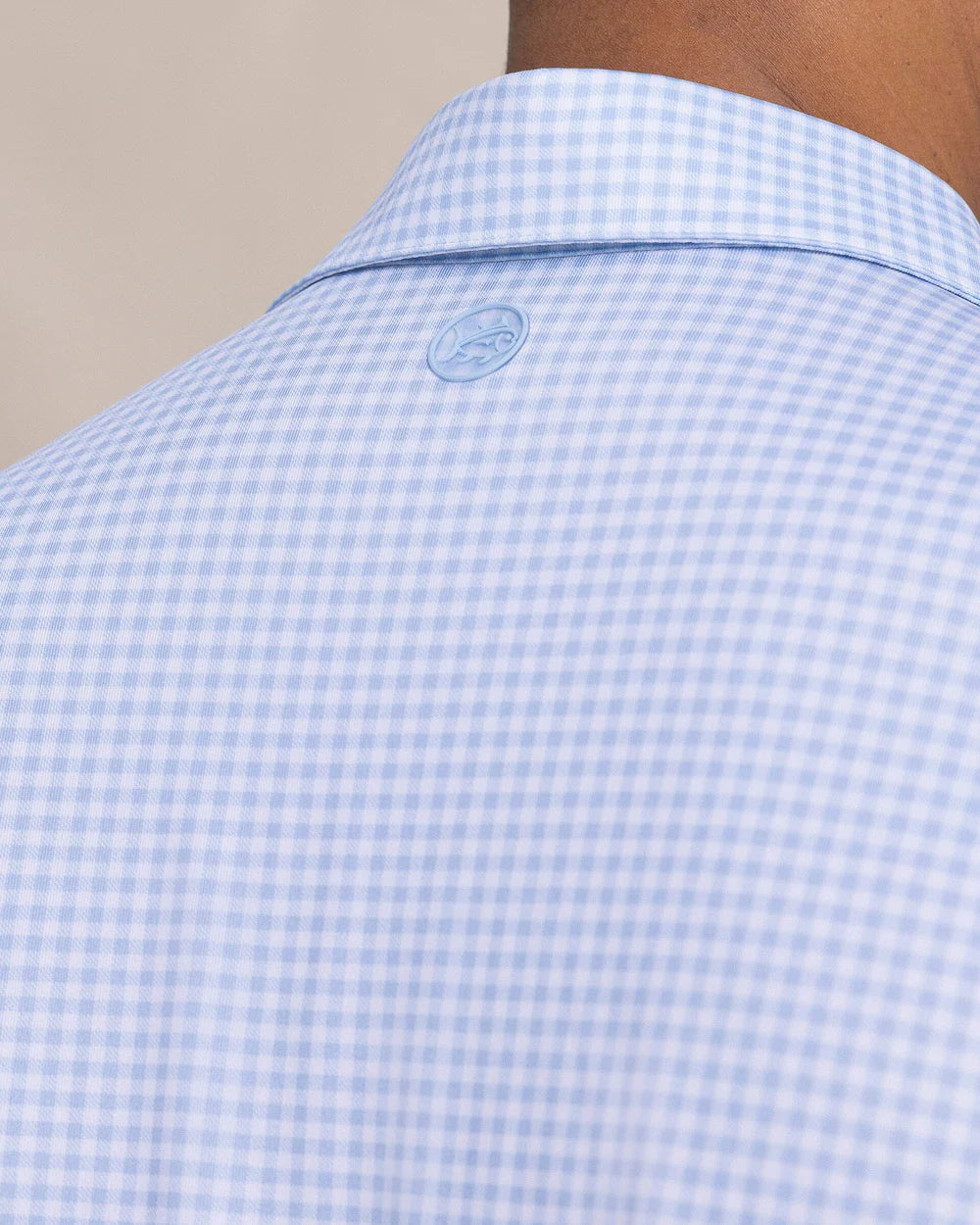 Southern Tide Driver Island View Gingham Printed Polo: Tide Blue