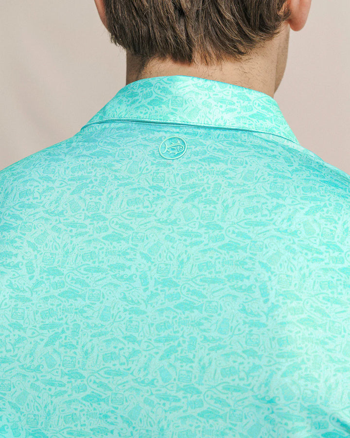 Southern Tide Driver Seawatch Printed Polo: Shore Blue