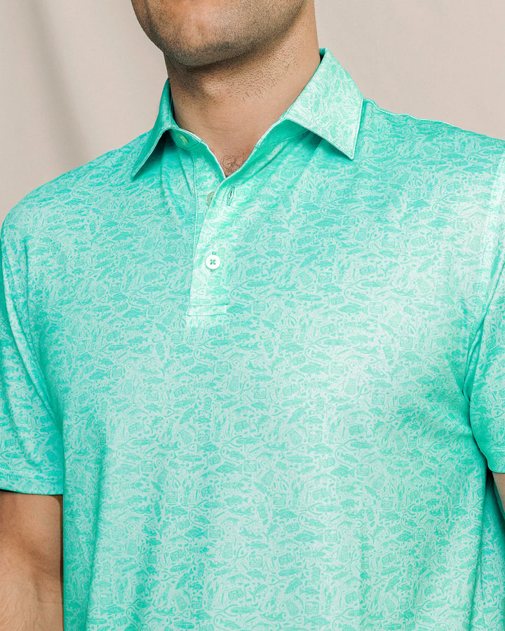 Southern Tide Driver Seawatch Printed Polo: Shore Blue