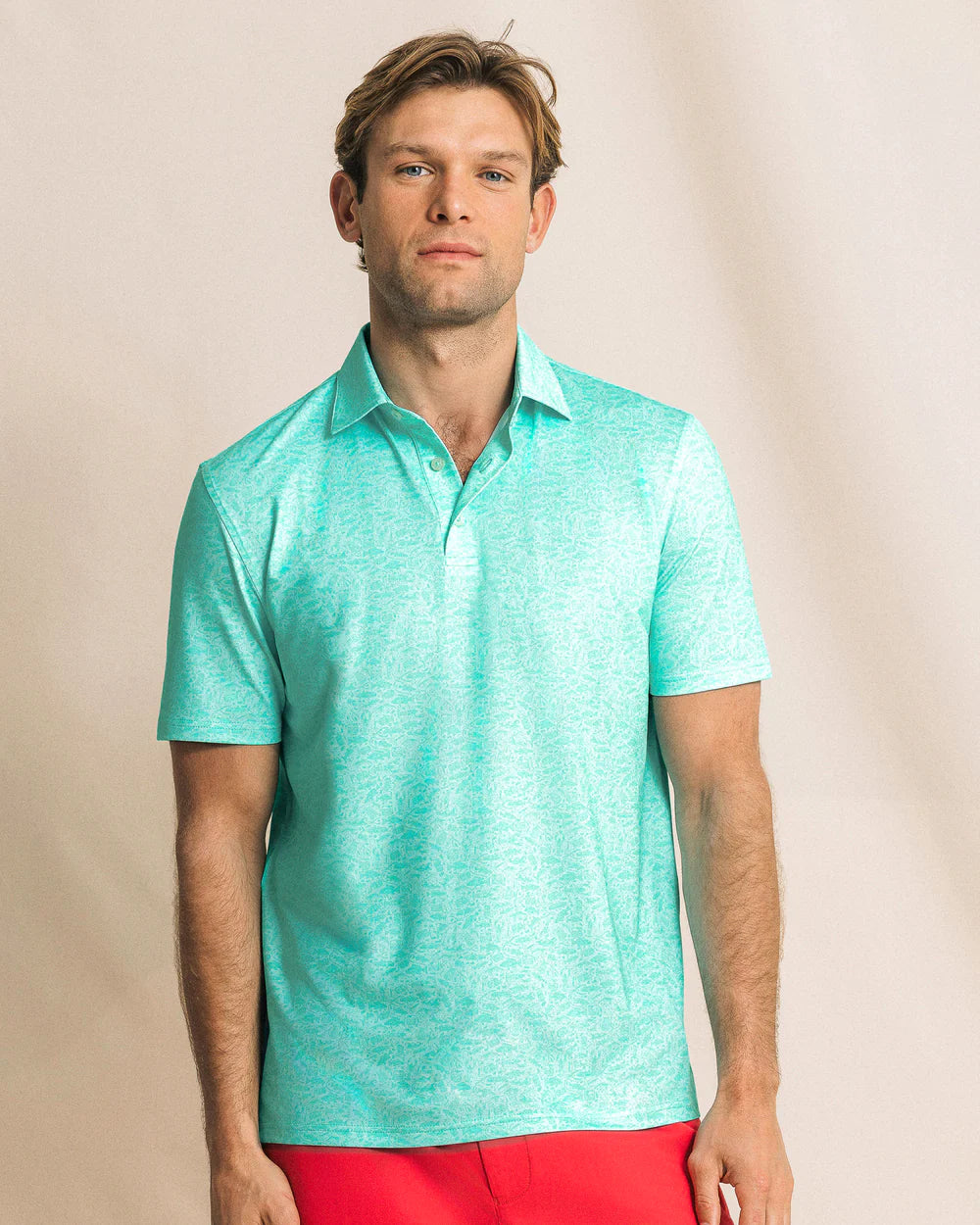 Southern Tide Driver Seawatch Printed Polo: Shore Blue