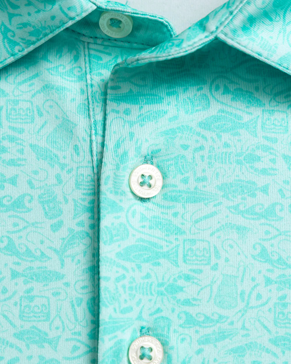 Southern Tide Driver Seawatch Printed Polo: Shore Blue