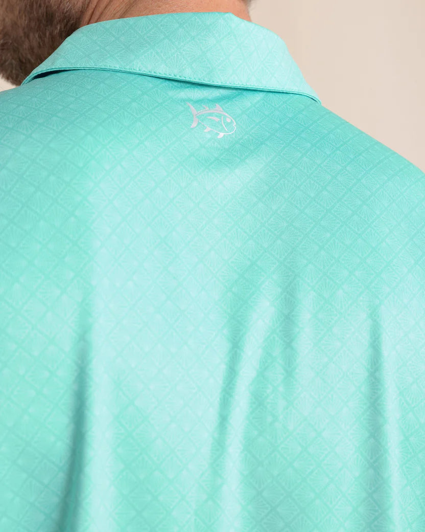 Southern Tide Driver Snazzy Scales Printed Polo: Turtle Green