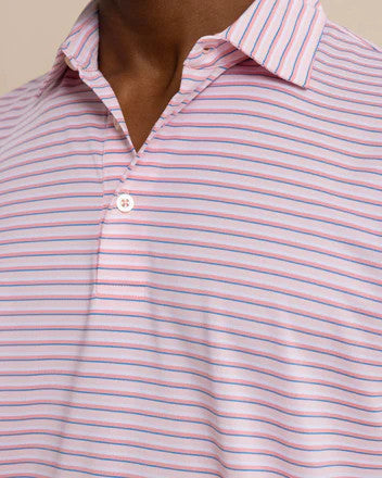 Southern Tide Driver Carova Stripe Polo Shirt: Light Pink