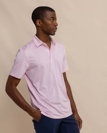 Southern Tide Driver Carova Stripe Polo Shirt: Light Pink