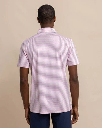 Southern Tide Driver Carova Stripe Polo Shirt: Light Pink