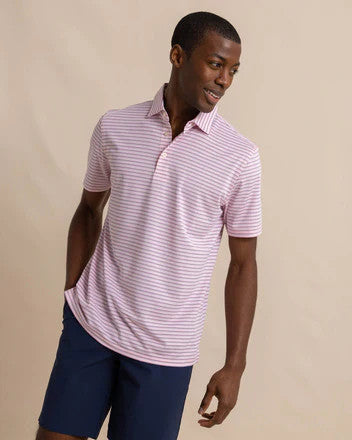 Southern Tide Driver Carova Stripe Polo Shirt: Light Pink