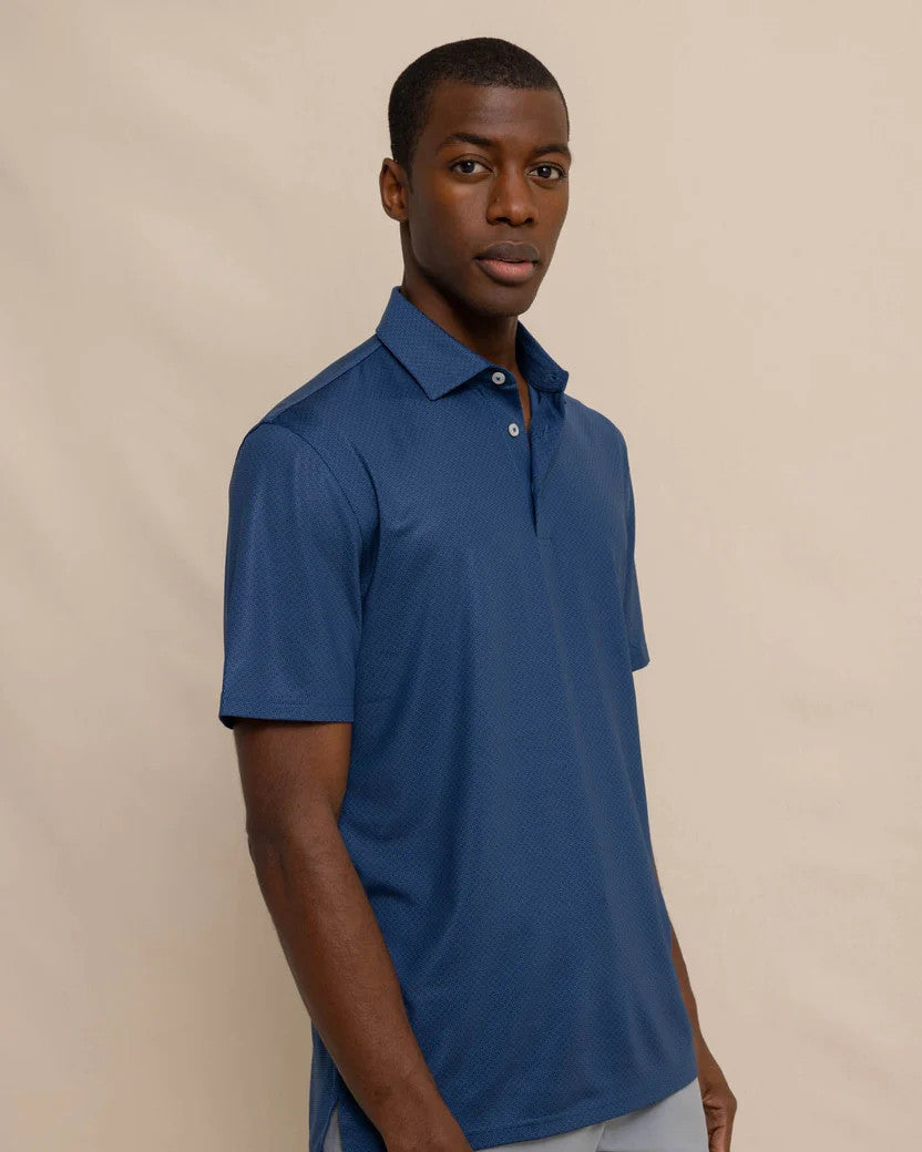 Southern Tide Driver Coastal Geo Polo Shirt: Dress Blue