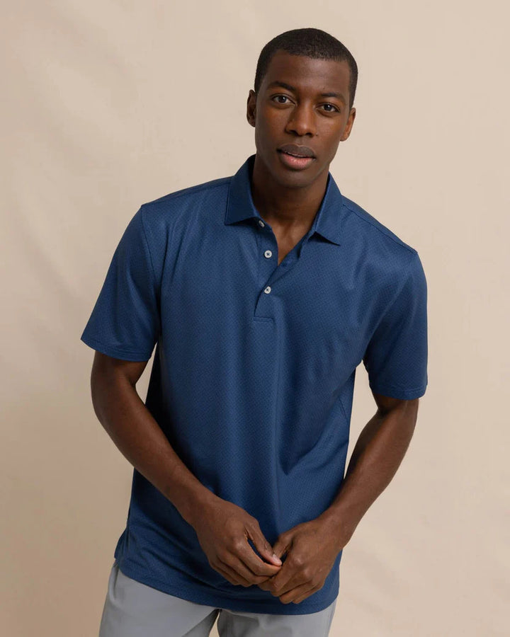 Southern Tide Driver Coastal Geo Polo Shirt: Dress Blue