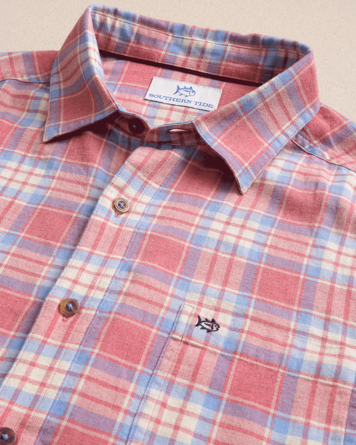 Southern Tide Ashborough Plaid Brushed Twill Heather Sportshirt: Heather Snapper