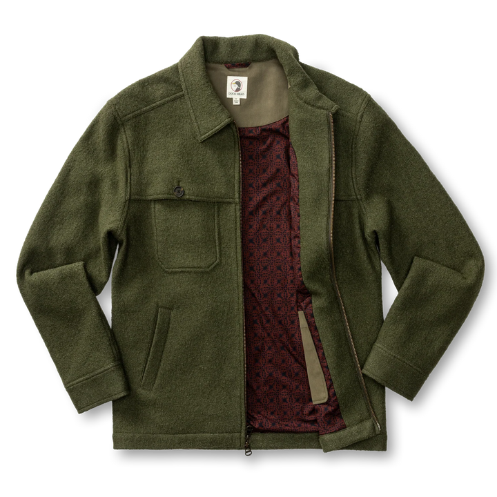 Duck Head Boiled Wool Jacket: Dark Forest Green
