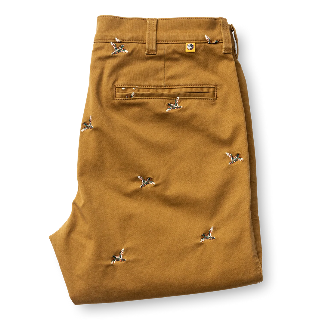 Duck Head Classic Fit Gold School Chino: Bronze Brown Embroidered