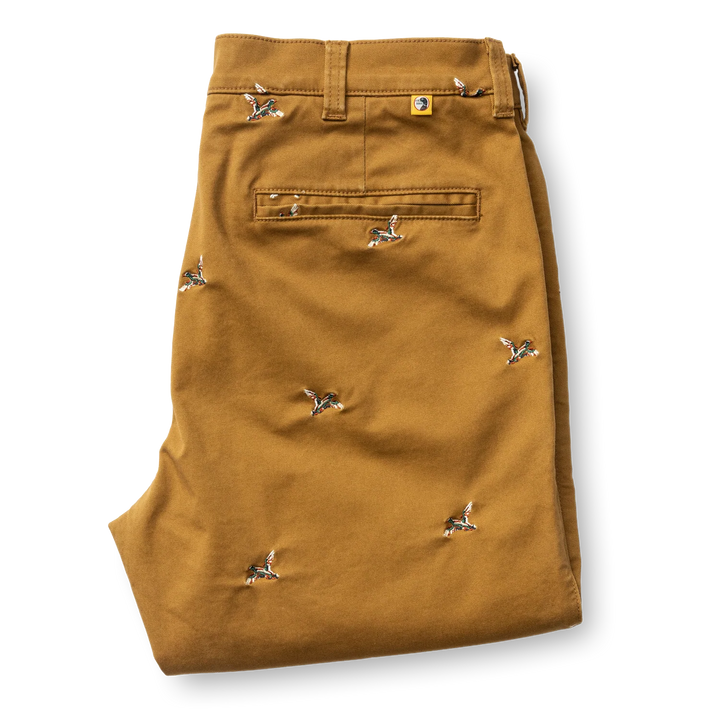 Duck Head Classic Fit Gold School Chino: Bronze Brown Embroidered