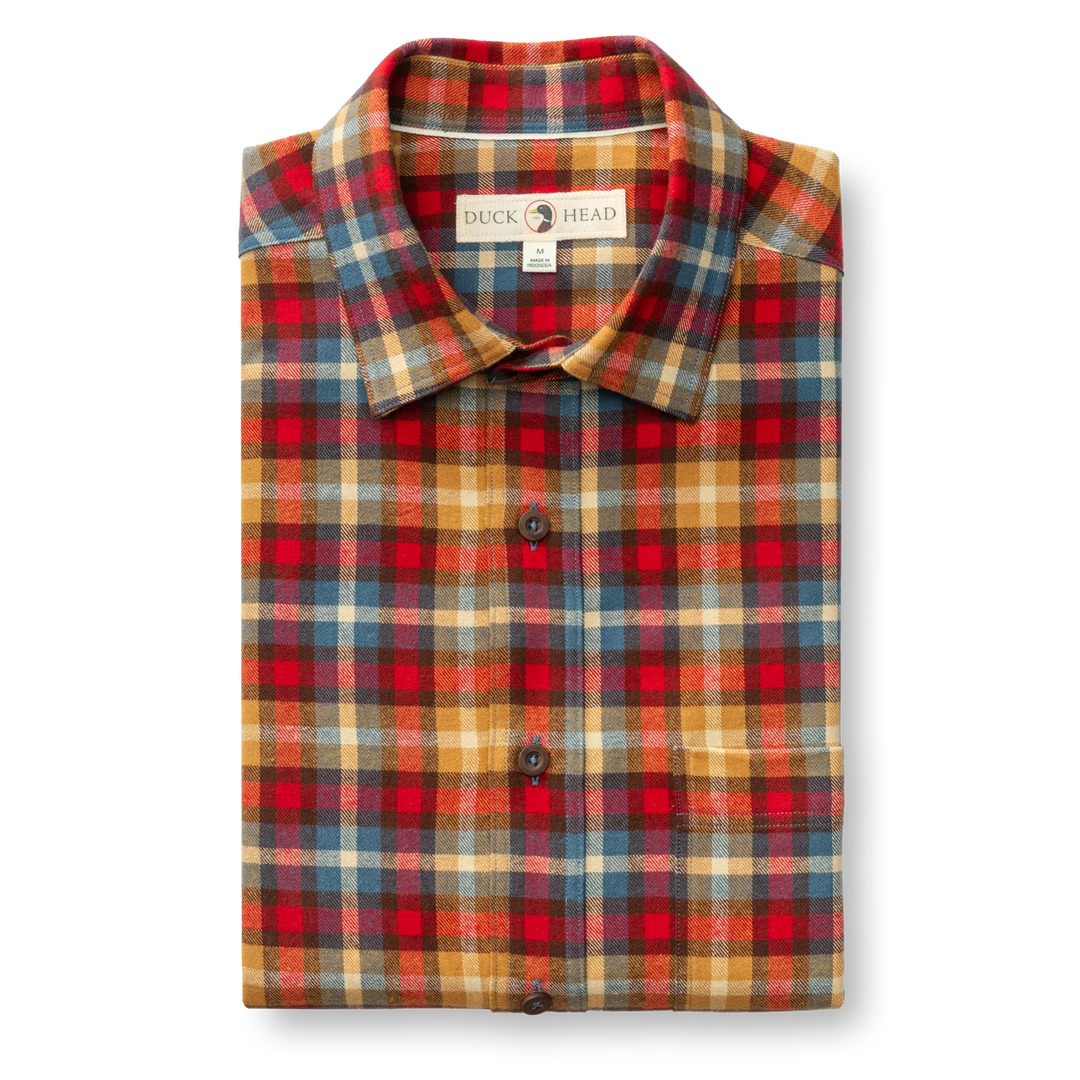 Duck Head Cotton Flannel Sport Shirt: Pomegranate