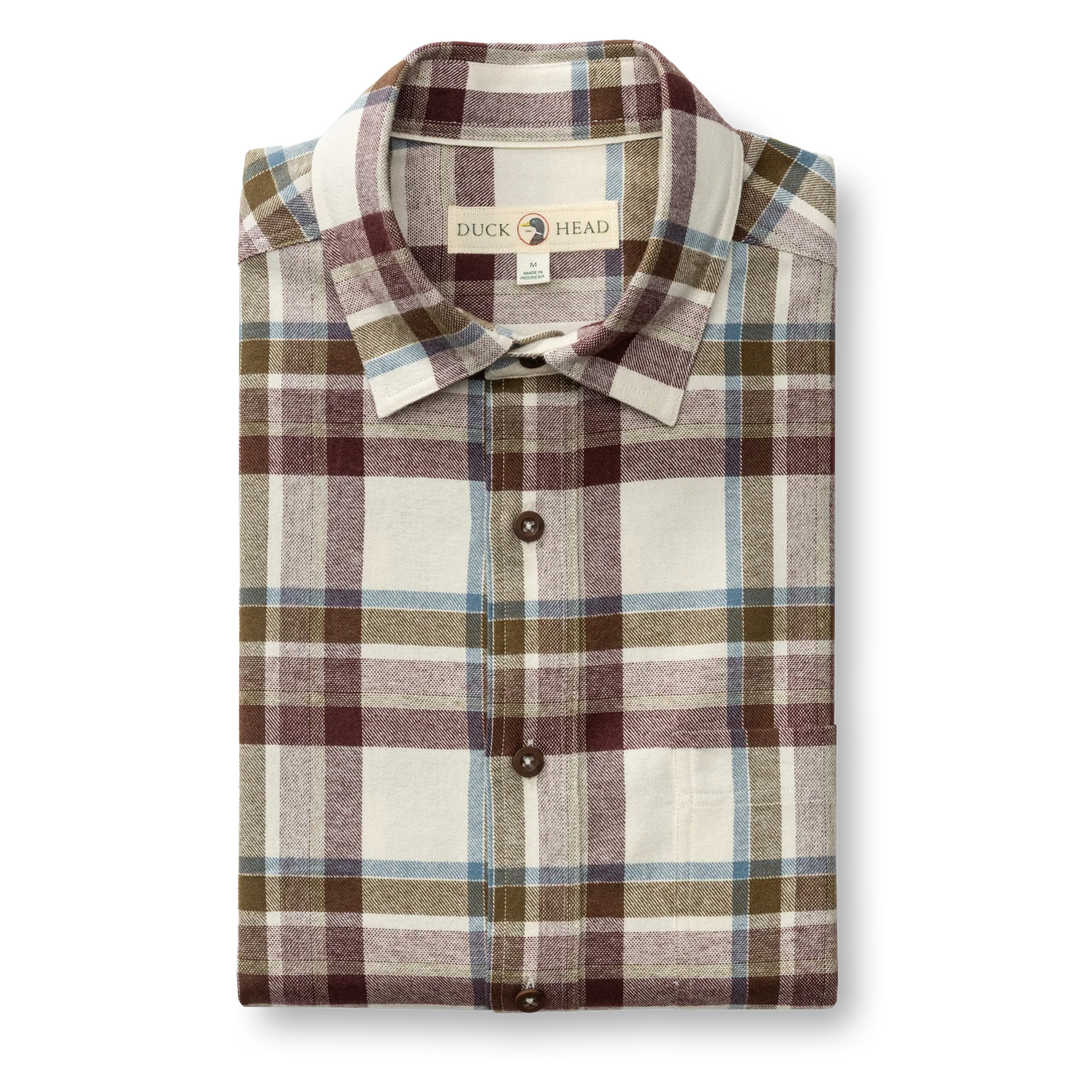 Duck Head Cotton Flannel Sport Shirt: Huckleberry