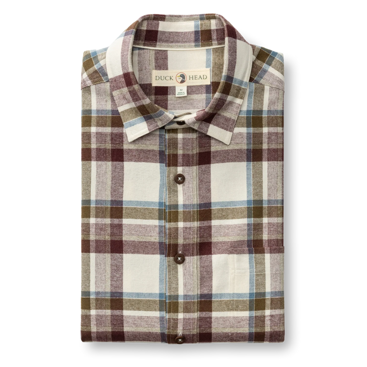 Duck Head Cotton Flannel Sport Shirt: Huckleberry