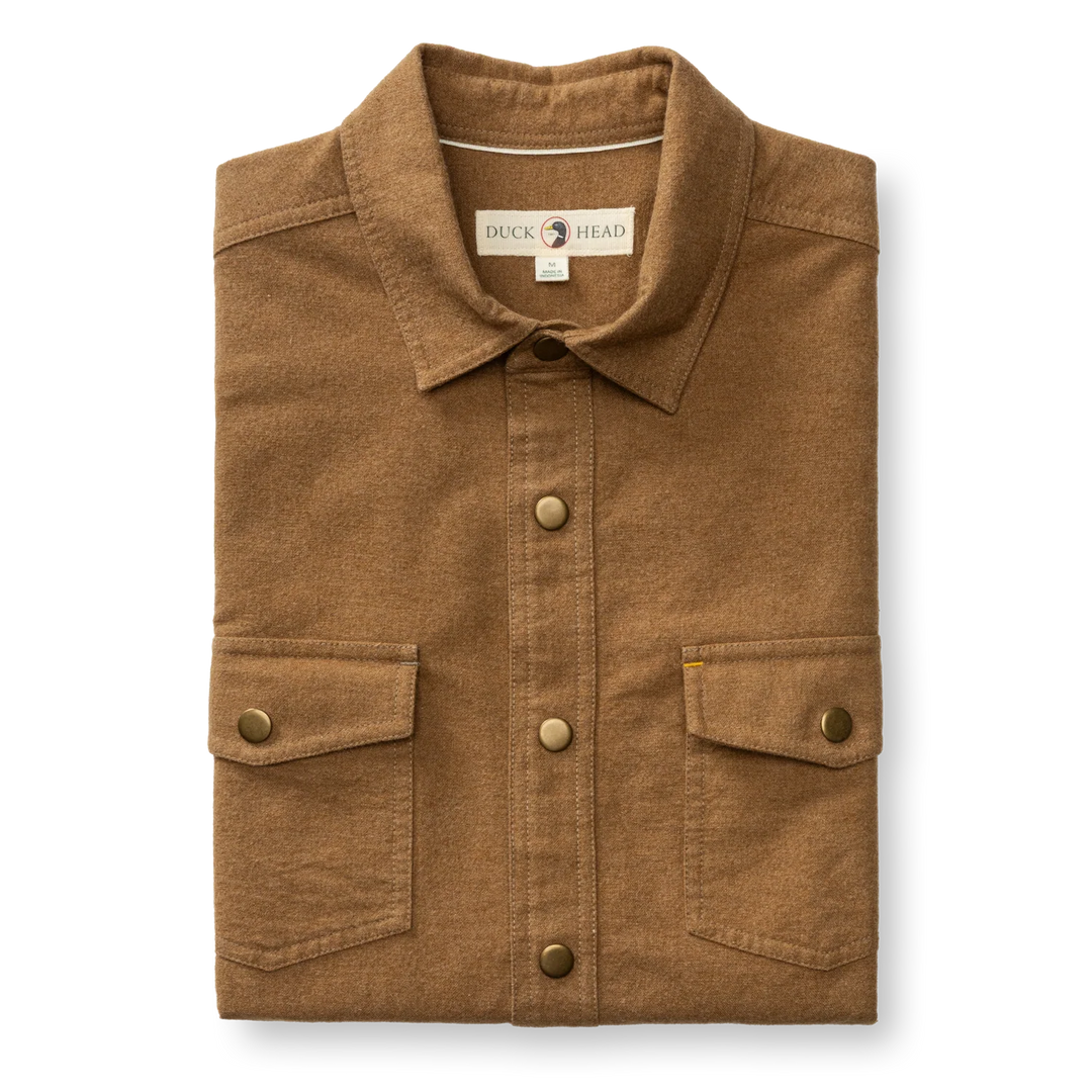 Duck Head Brushed Canvas Snap Shirt Pyne Solid: Bronze Brown