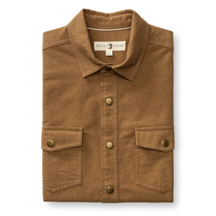 Duck Head Brushed Canvas Snap Shirt Pyne Solid: Bronze Brown