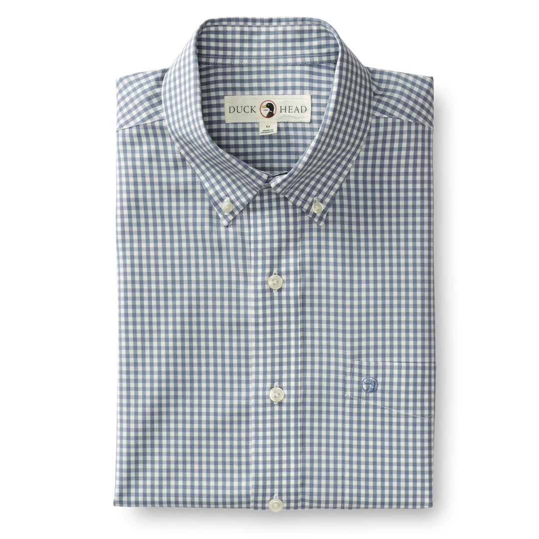 Duckhead Performance Poplin Sport Shirt - Walton Gingham: Tempest Blue