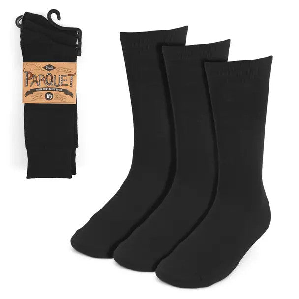 Parquet 3-Pack Solid Black Dress Socks