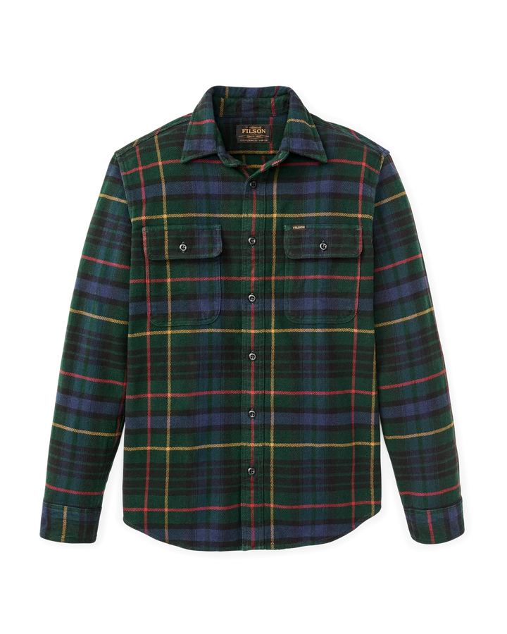 Filson Vintage Flannel Work Shirt: Green/Navy Plaid