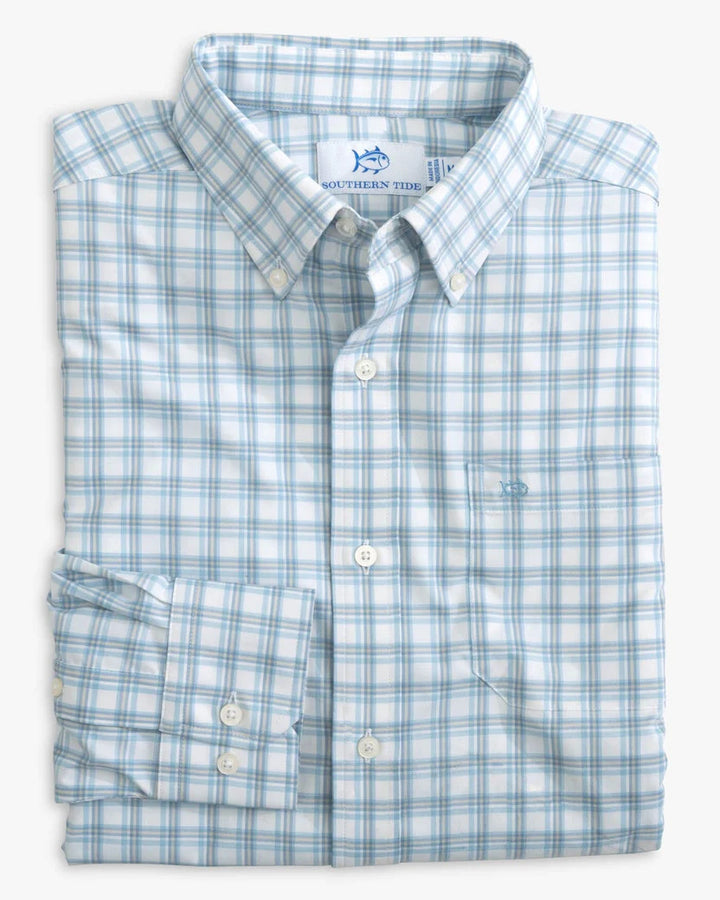 Southern Tide Ellington Plaid Intercoastal Sport Shirt: Dream Blue