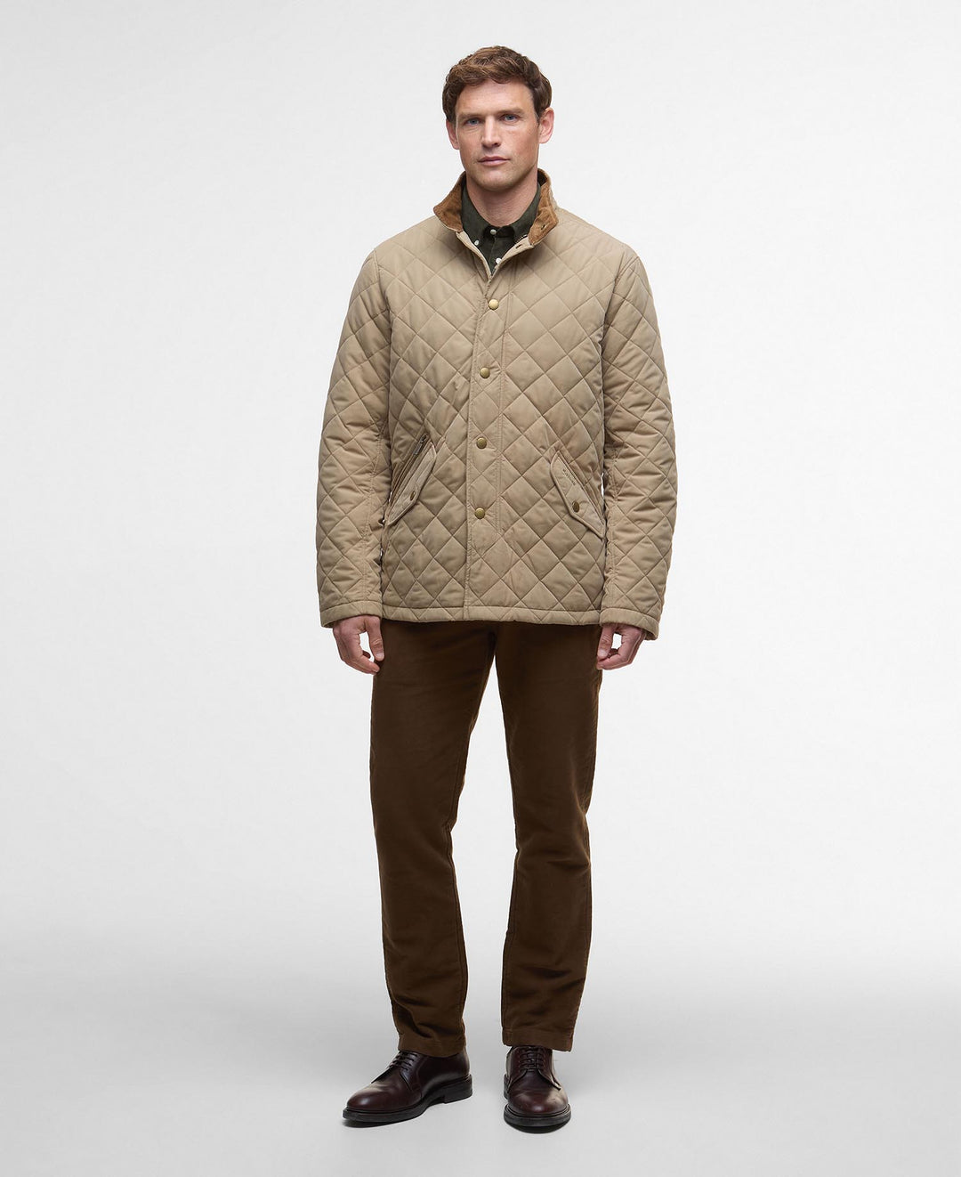 Barbour Shoveler Quilted Jacket: Military Brown