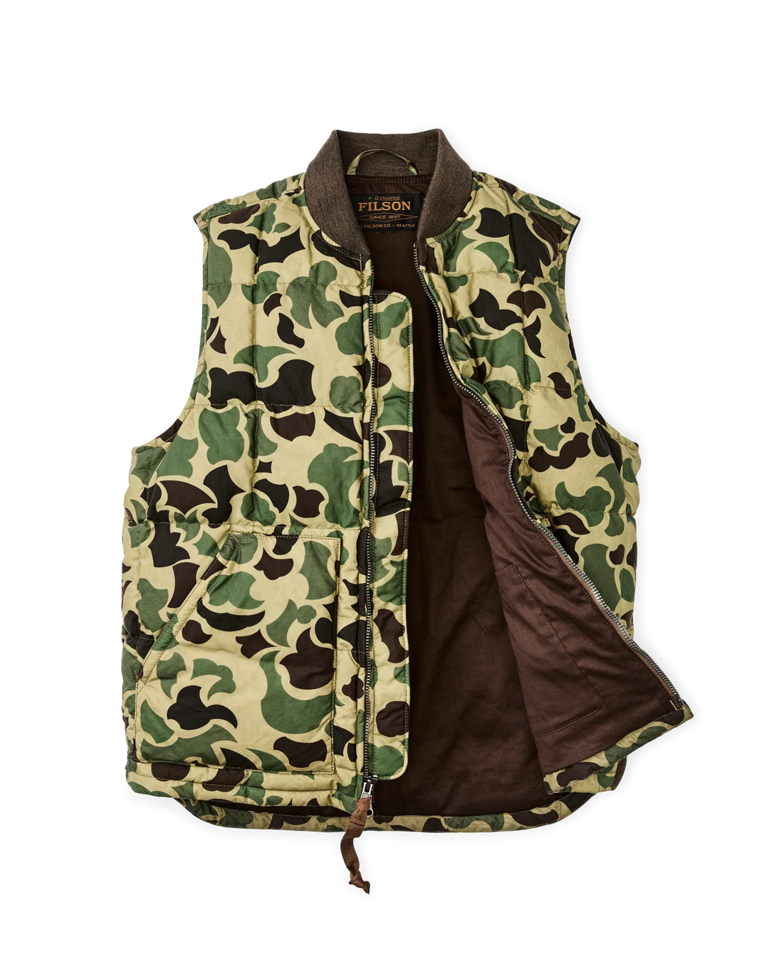 Filson Waxed Down Vest: Tundra Shrub Camo