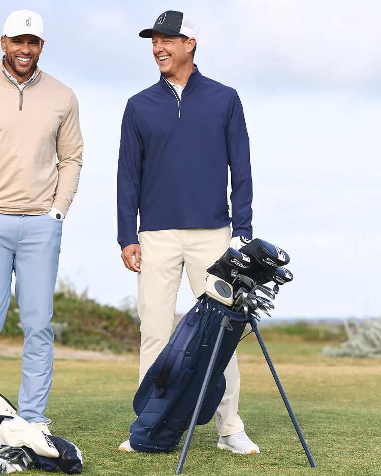 Johnnie-O Hoppin Ribbed Knit Performance 1/4-Zip Pullover: Navy