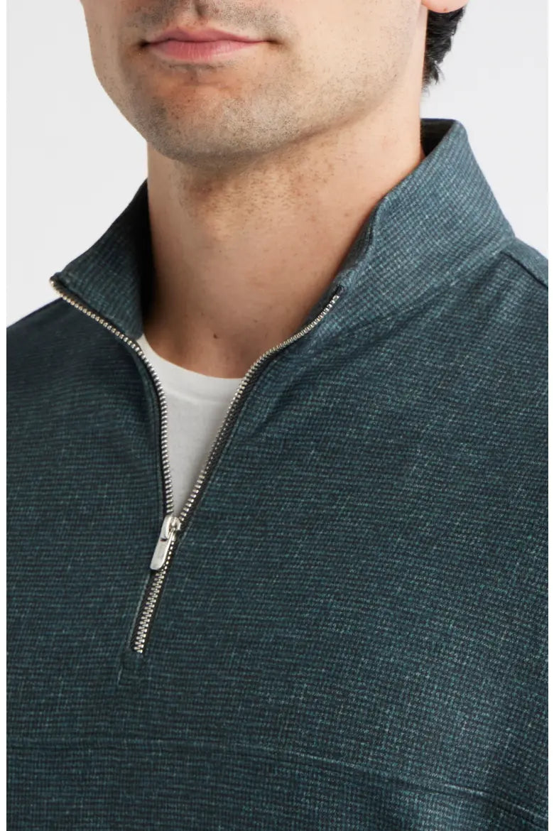 Johnnie-O Mikey Fleece 1/4 Zip Pullover - Printed Check: Mallard