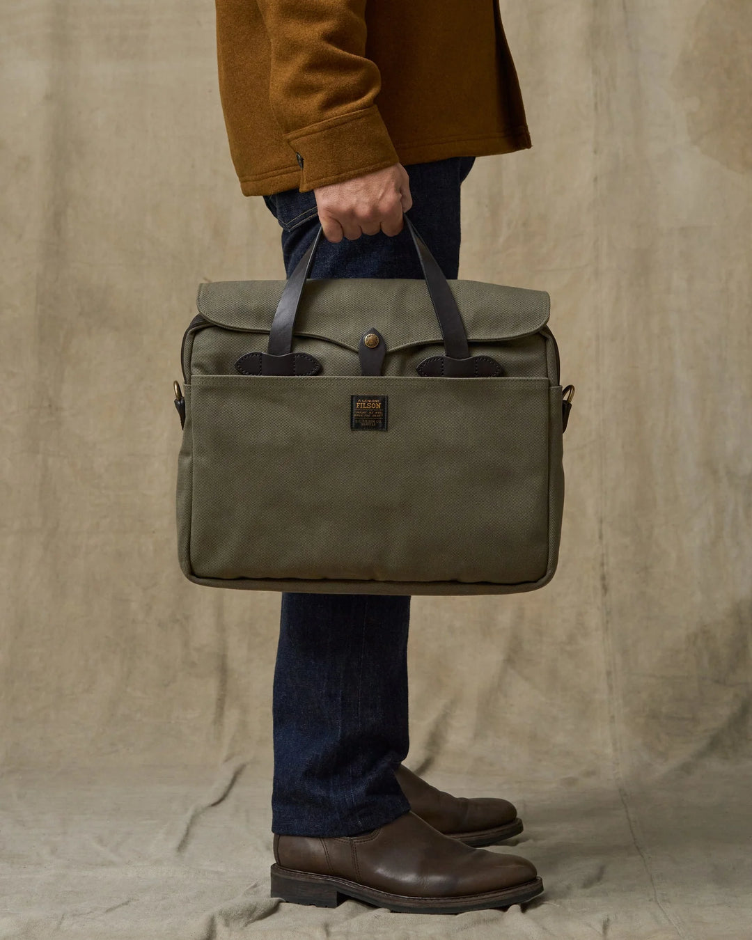 Filson Rugged Twill Original Briefcase: Otter Green