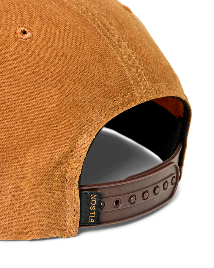 Filson Waxed Trucker Cap: Gold Brown/Scenic
