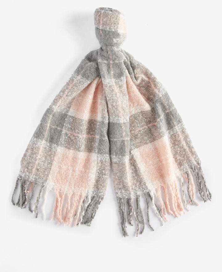 Barbour Saltburn Beanie & Tartan Scarf Gift Set: Grey Rose