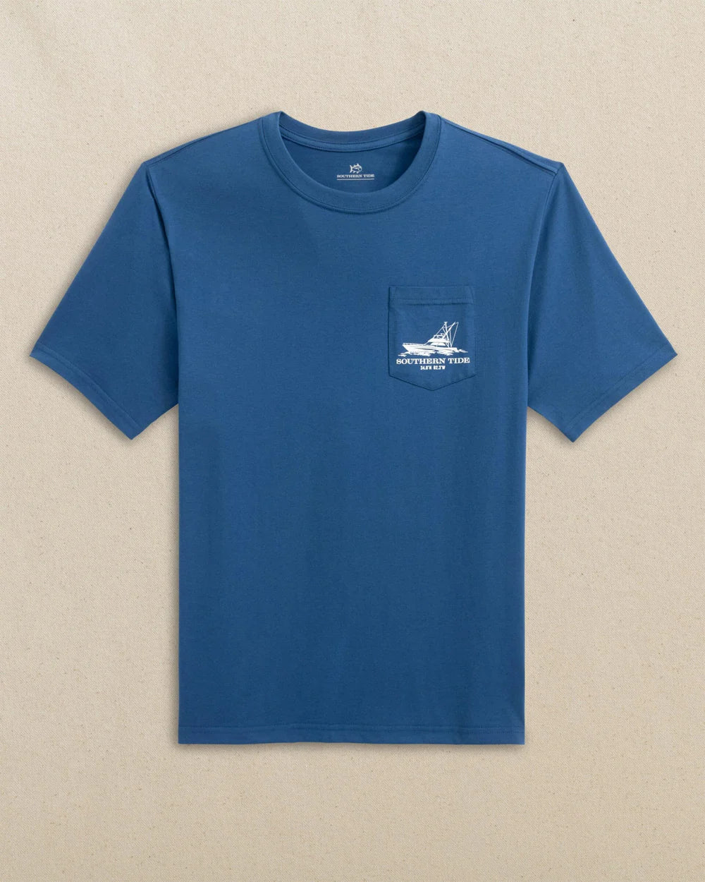 Southern Tide Fishing Boat Coordinates Short Sleeve T-shirt: Nautical Blue