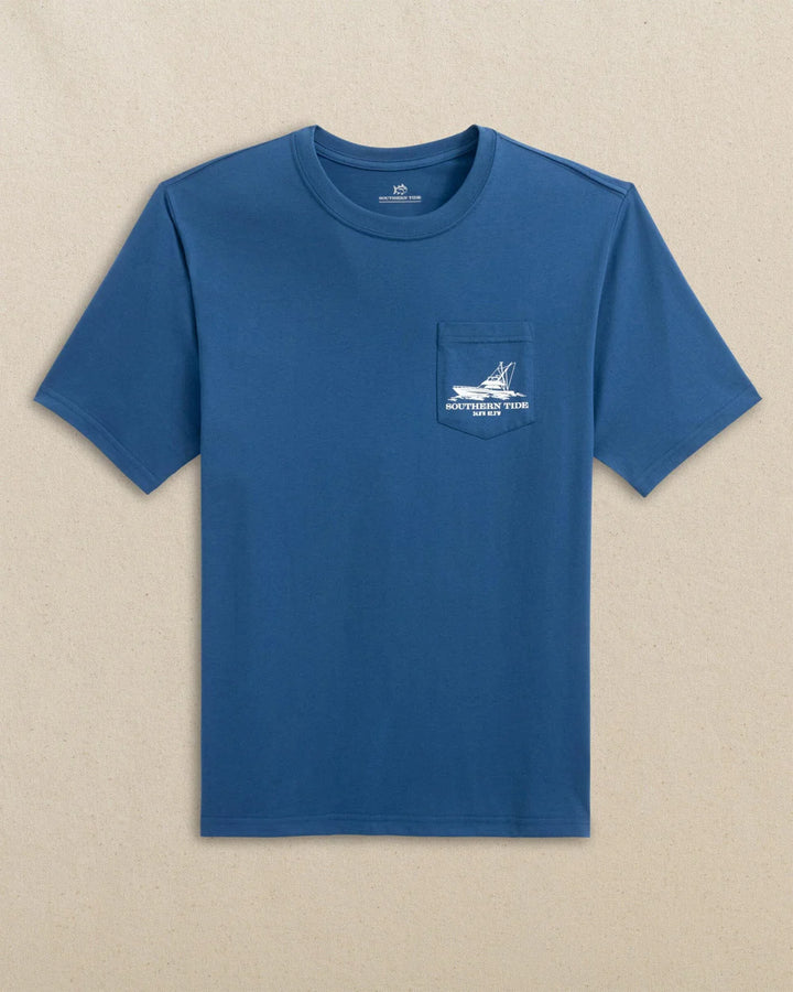 Southern Tide Fishing Boat Coordinates Short Sleeve T-shirt: Nautical Blue