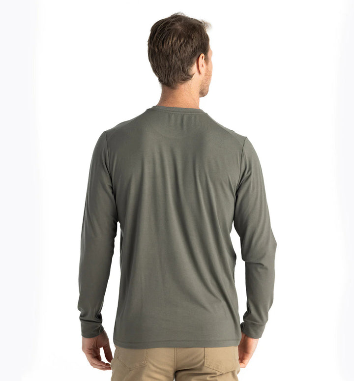 Free Fly Men's Bamboo Flex Long Sleeve Pocket Tee: Fatigue