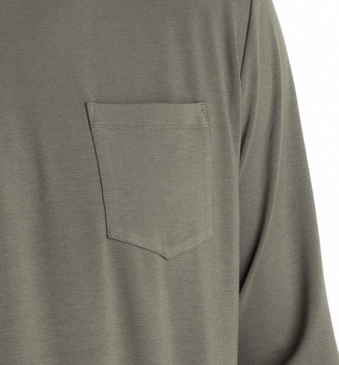 Free Fly Men's Bamboo Flex Long Sleeve Pocket Tee: Fatigue