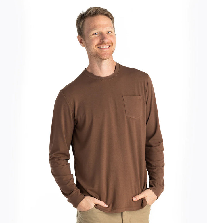 Free Fly Men's Bamboo Flex Long Sleeve Pocket Tee: Mustang