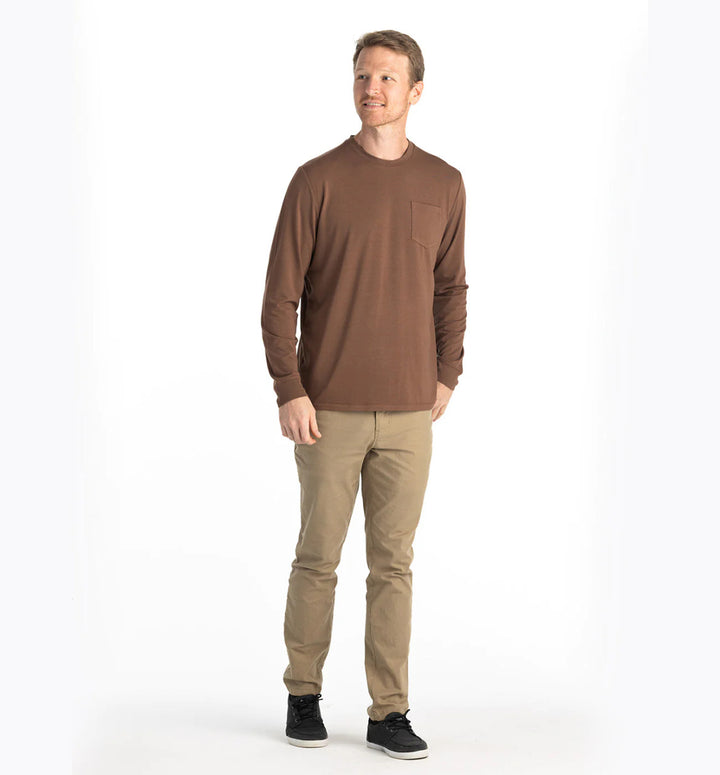 Free Fly Men's Bamboo Flex Long Sleeve Pocket Tee: Mustang