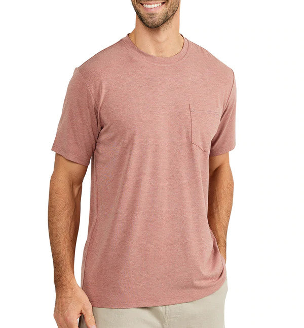 Free Fly Men's Bamboo Flex Pocket Tee: Heather Brick