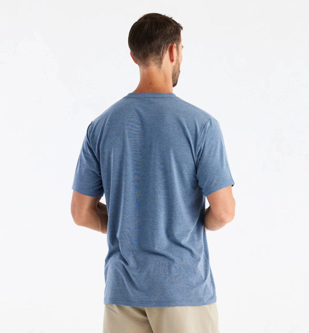 Free Fly Men's Bamboo Flex Pocket Tee: Heather Deepwater