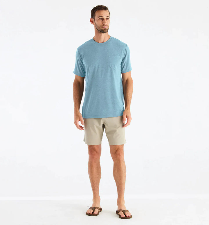 Free Fly Men's Bamboo Flex Pocket Tee: Heather Mineral