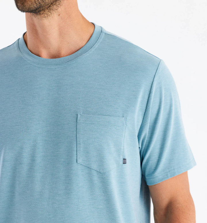 Free Fly Men's Bamboo Flex Pocket Tee: Heather Mineral