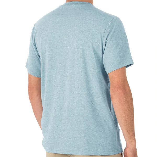 Free Fly Men's Bamboo Flex Pocket Tee: Heather Tide