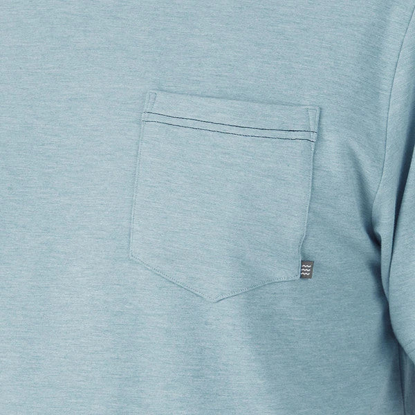 Free Fly Men's Bamboo Flex Pocket Tee: Heather Tide