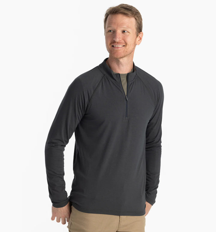 Free Fly Men's Bamboo Flex Quarter Zip: Black Sand