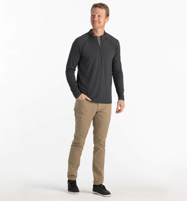 Free Fly Men's Bamboo Flex Quarter Zip: Black Sand