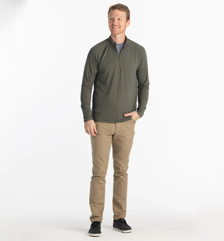 Free Fly Men's Bamboo Flex Quarter Zip: Fatigue