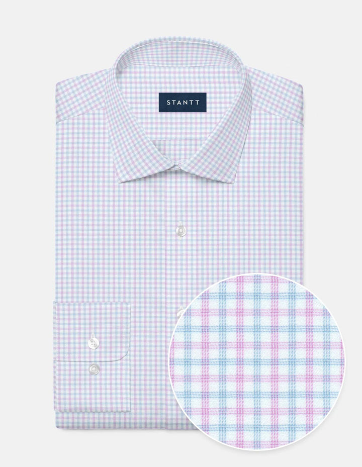 Stantt Lilac & Sky Blue Stacked Check Sport Shirt