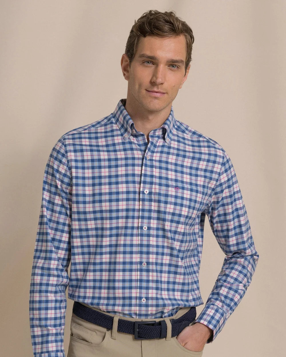 Southern Tide Forsyth Park Skipjack Sport Shirt: Nautical Blue