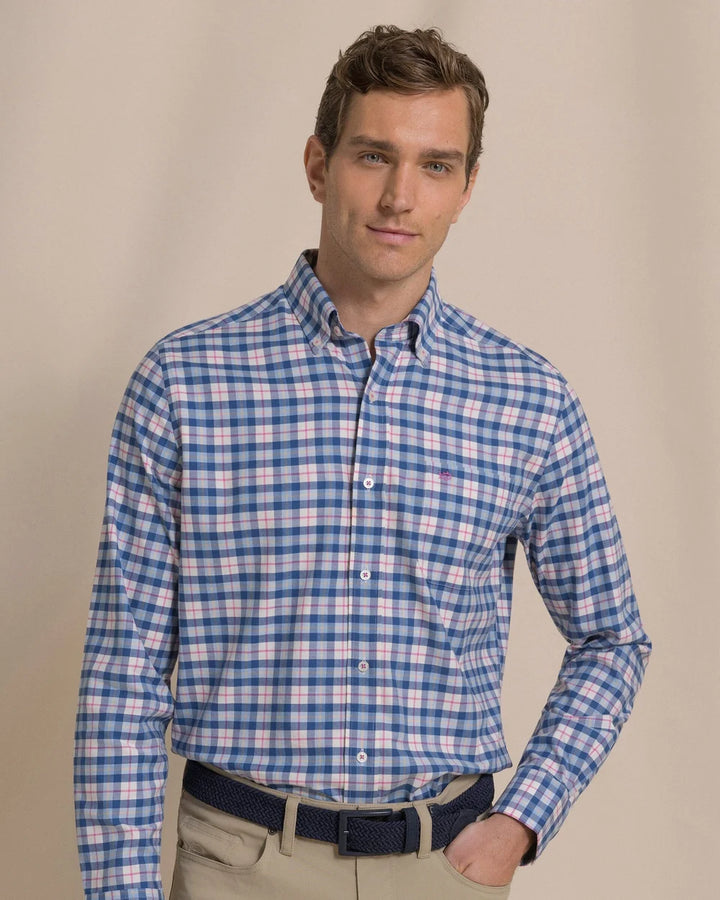 Southern Tide Forsyth Park Skipjack Sport Shirt: Nautical Blue
